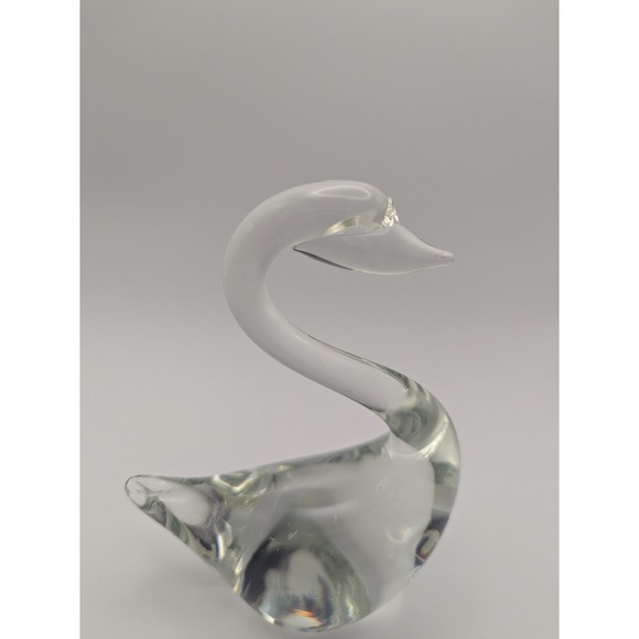 Vintage Clear Glass Swan Figurine Paperweight Elegant Tabletop Decor Accent - Picture 2 of 13